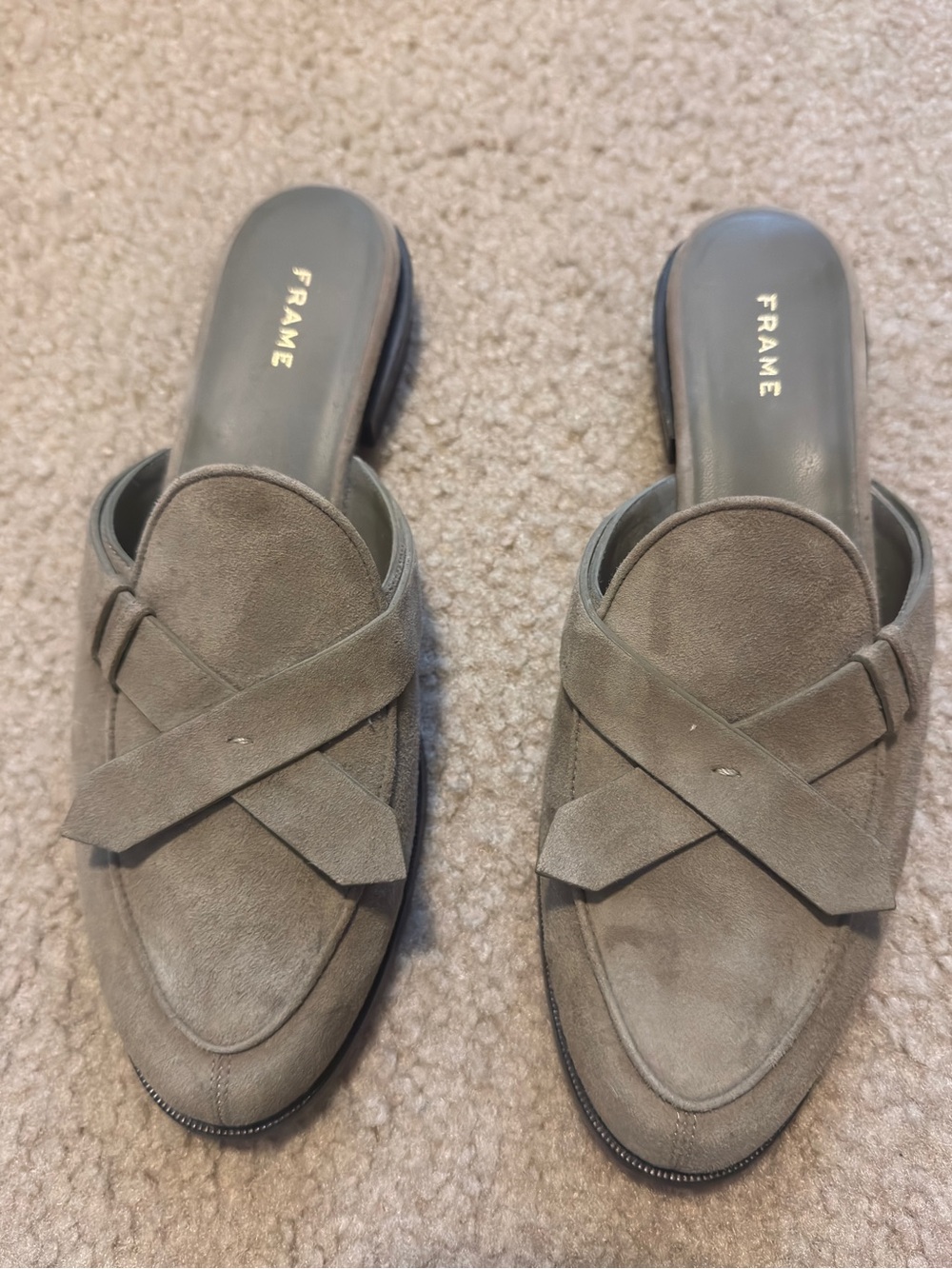 Frame Denim Taupe Suede Mule Loafers
